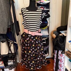 Disney Striped Black and White belted dress